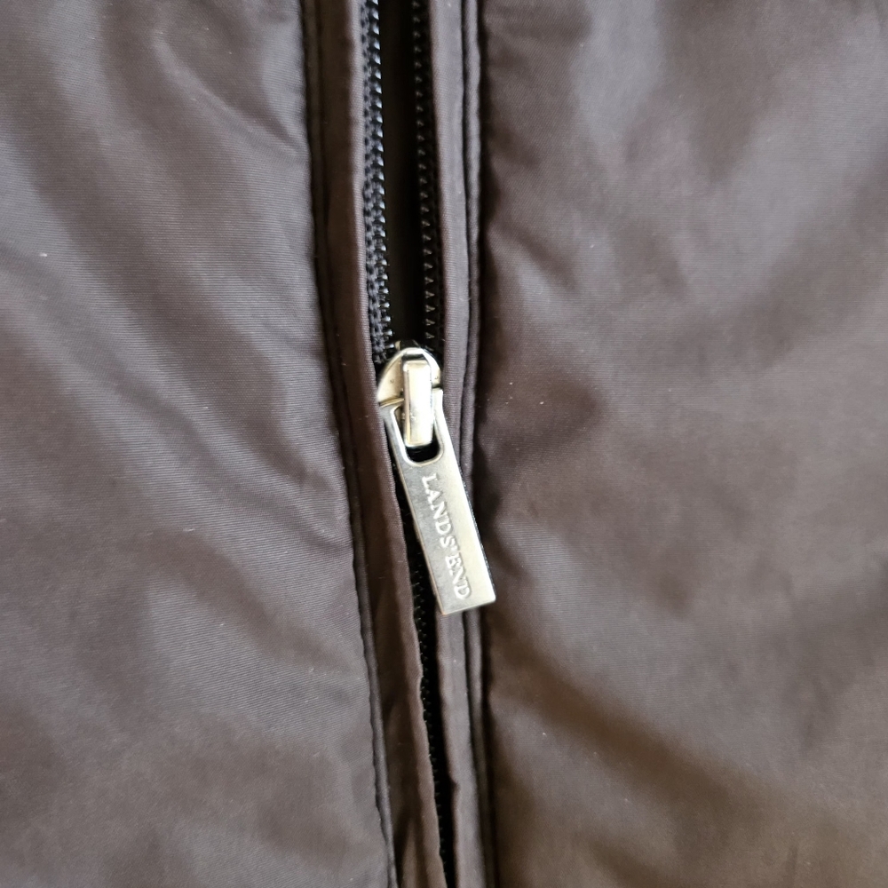 Lands' End | Size SP | Dark Brown Quilted Hooded Long Puffer Coat - Picture 7 of 13
